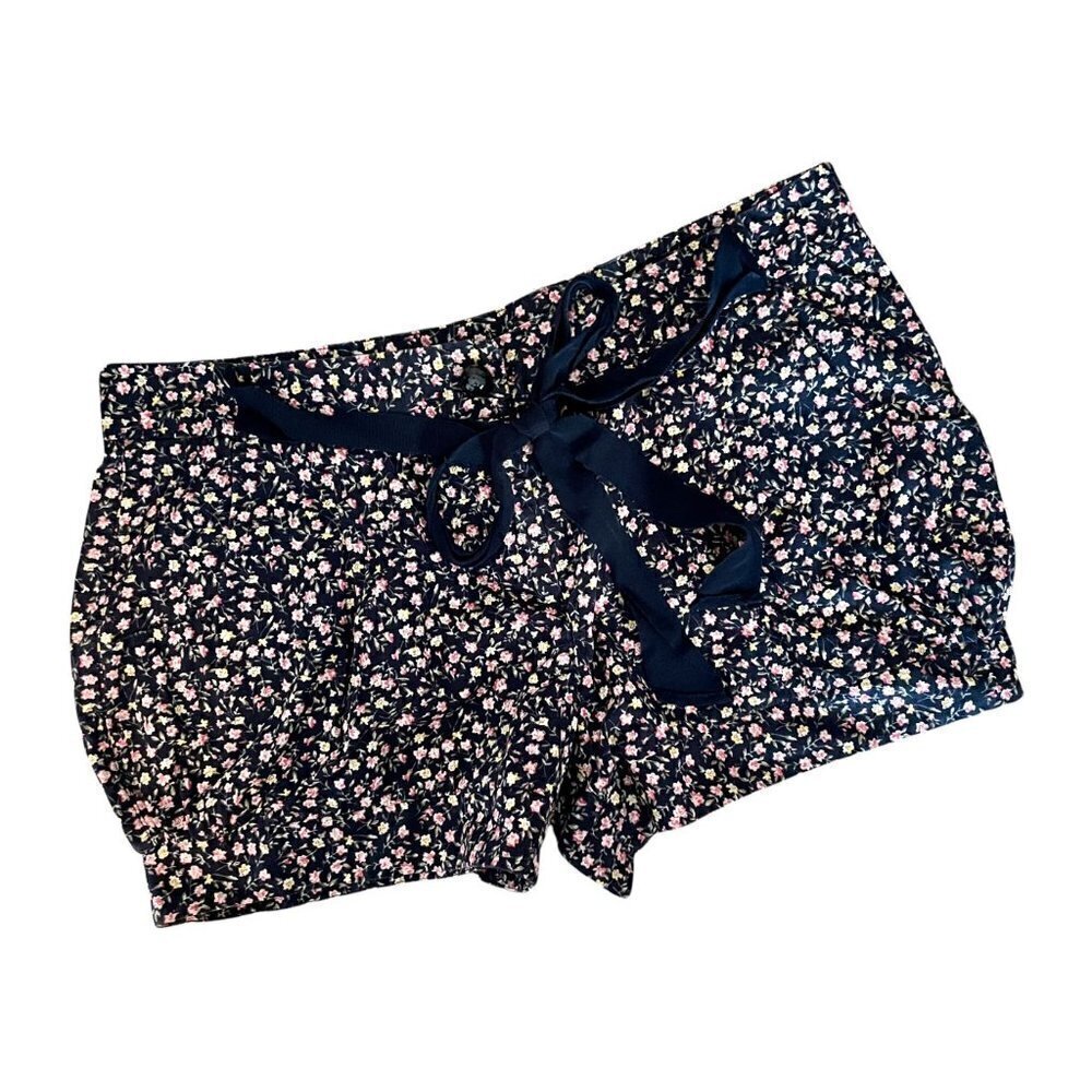 🌺 TopShop Ditsy Floral Print 100% Cotton Front Ribbon Tie Shorts Size 8